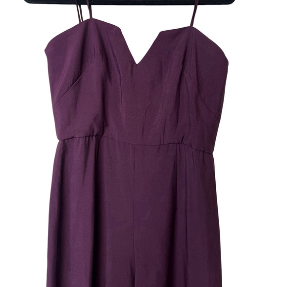 Theia Bridesmaid Cara Strapless Jumpsuit Sz 10 Wine - Picture 3 of 7